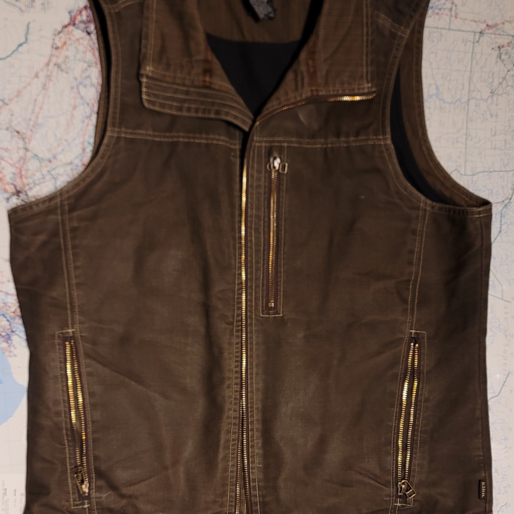 Kuhl Men's Waxed Cotton Burr Vest - Medium, Espresso